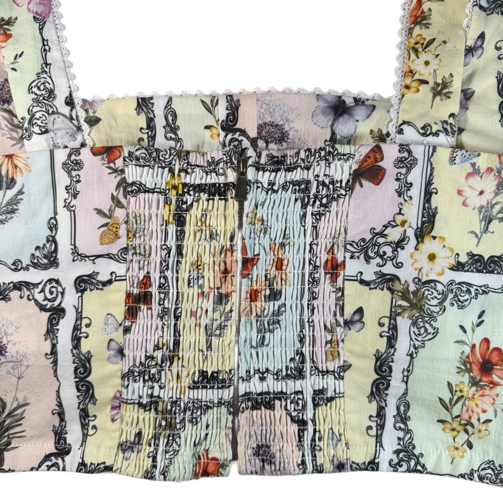 NWT Avec Les Filles L Corset Top Cropped Floral Print Coquette Cottagecore - Picture 8 of 10